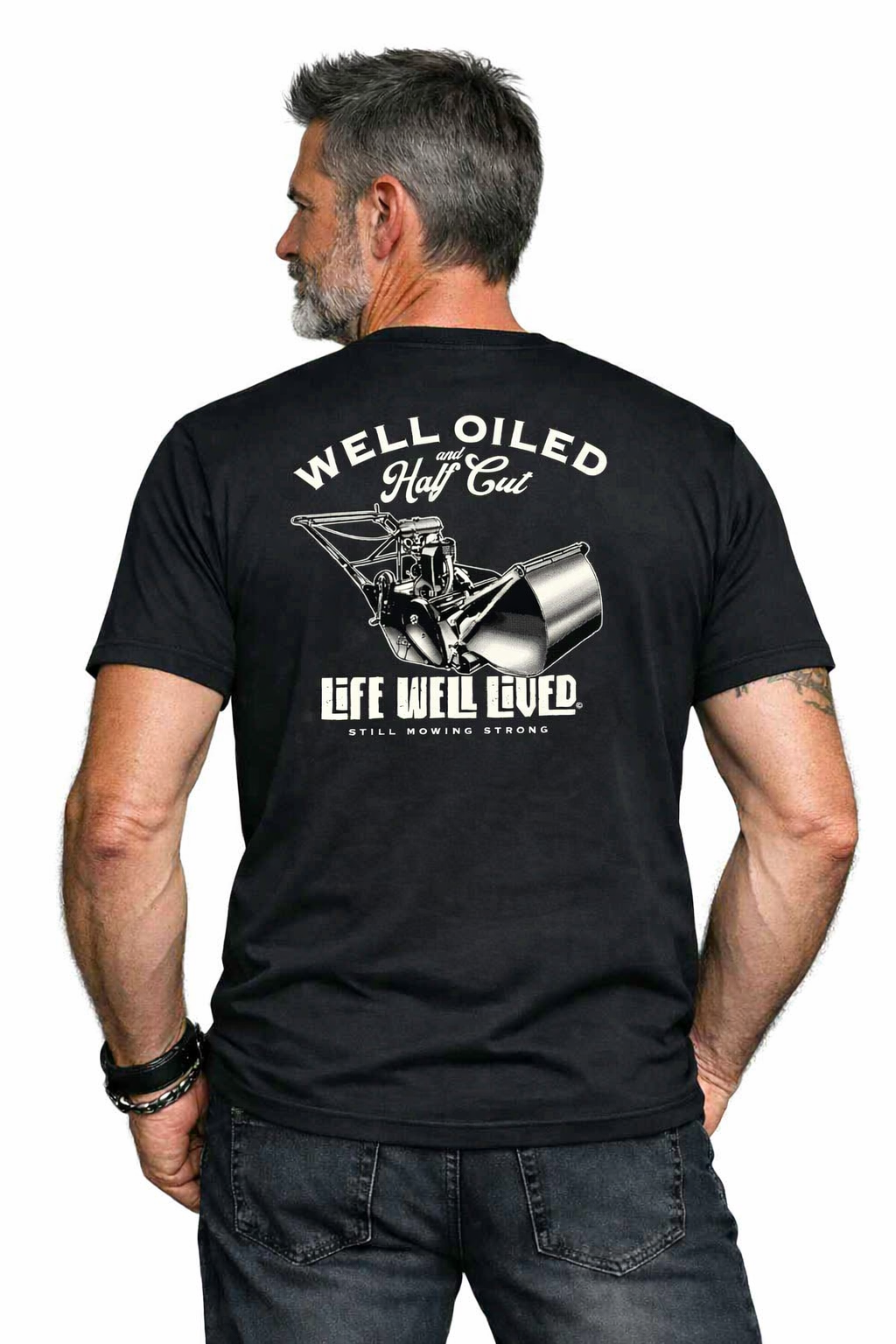 Well Oiled Half Cut -  Gardening Lawnmower T-Shirt